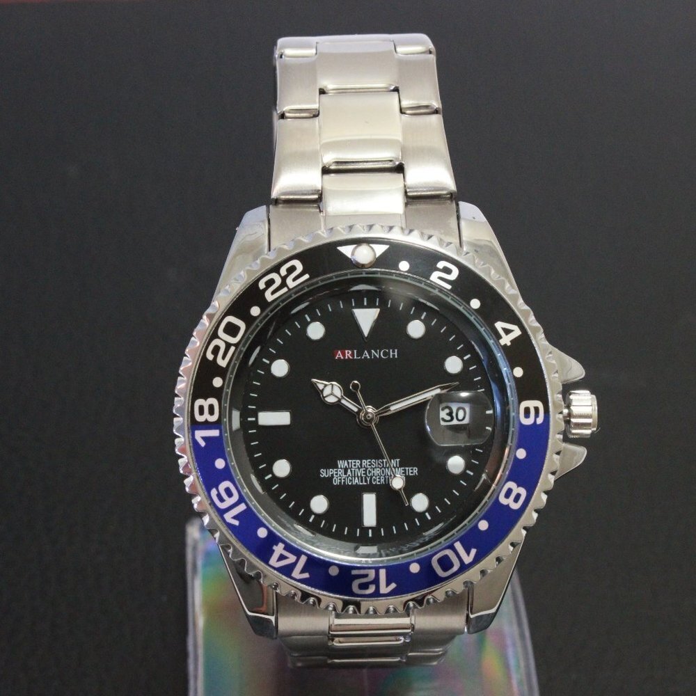 Men's Diver Style Watch Batman Bezel Stainless Bracelet 40mm - Picture 3 of 12